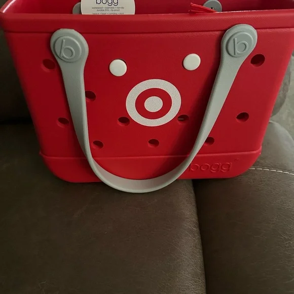 BITTY BOGG BAG Red and Gray Tote with Textured Surface - Picture 1 of 4